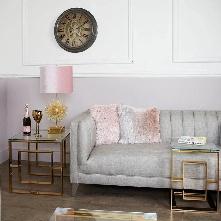 Naples Gold Clear Glass Metal End Table - LUX-HOM