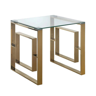 Naples Gold Clear Glass Metal End Table - LUX-HOM