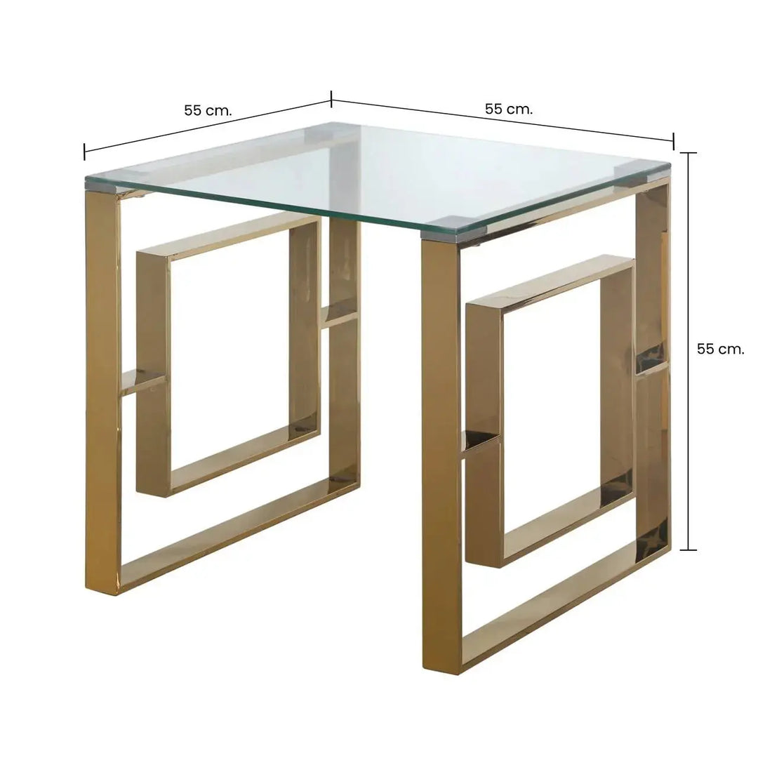 Naples Gold Clear Glass Metal End Table - LUX-HOM