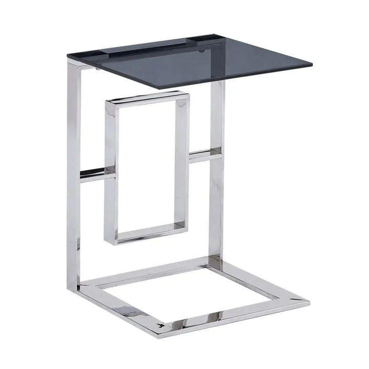 Naples Smoked Glass Sofa End Table Chrome - LUX-HOM