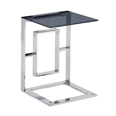 Naples Smoked Glass Sofa End Table Chrome - LUX-HOM