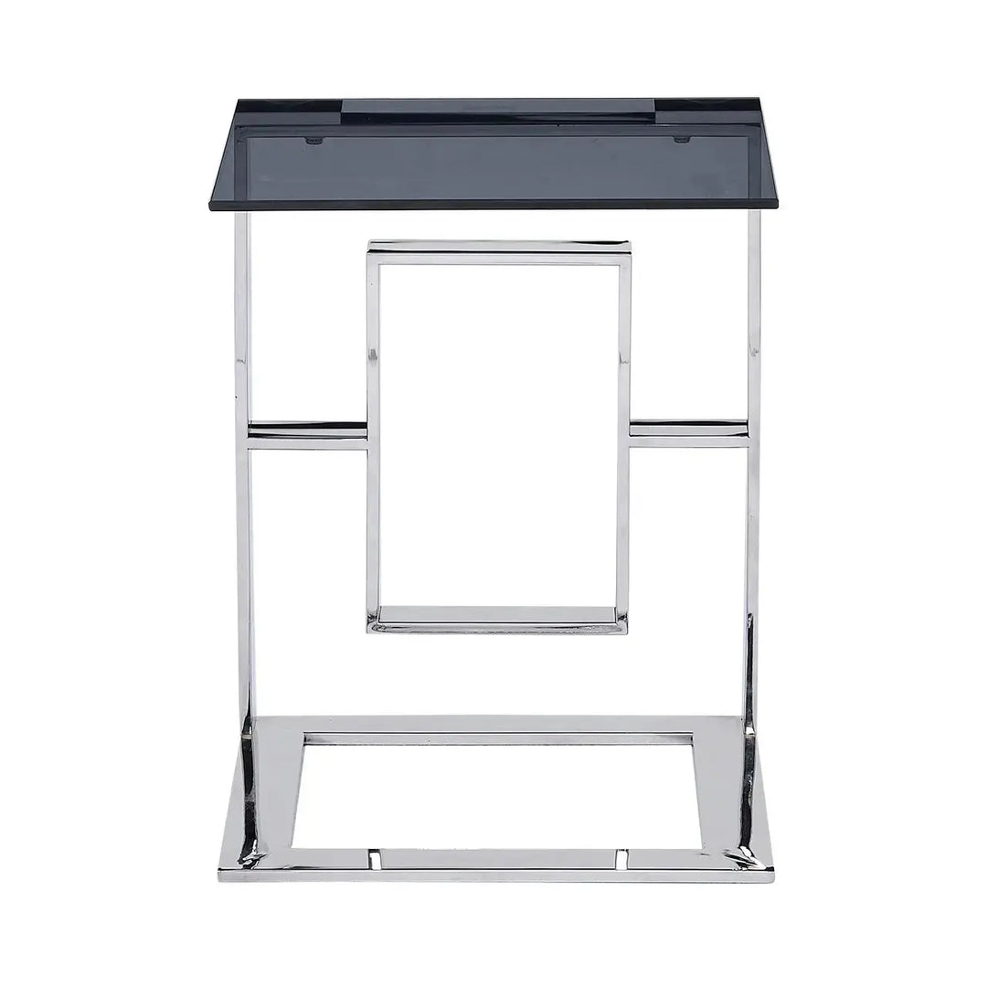 Naples Smoked Glass Sofa End Table Chrome - LUX-HOM
