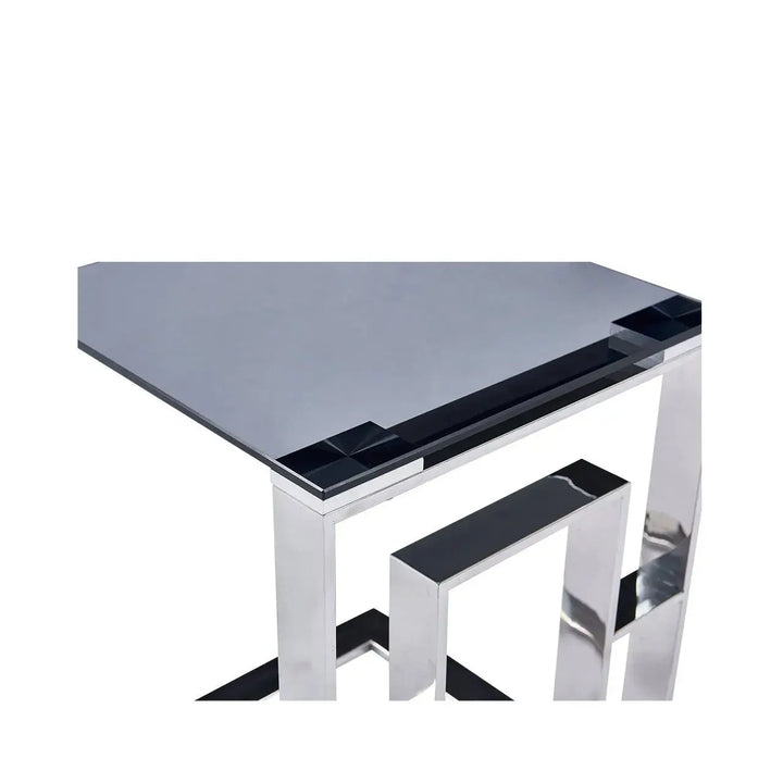 Naples Smoked Glass Sofa End Table Chrome - LUX-HOM