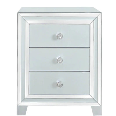 Paris 3 Drawer Mirrored Bedside Table - Soft Grey - LUX-HOM