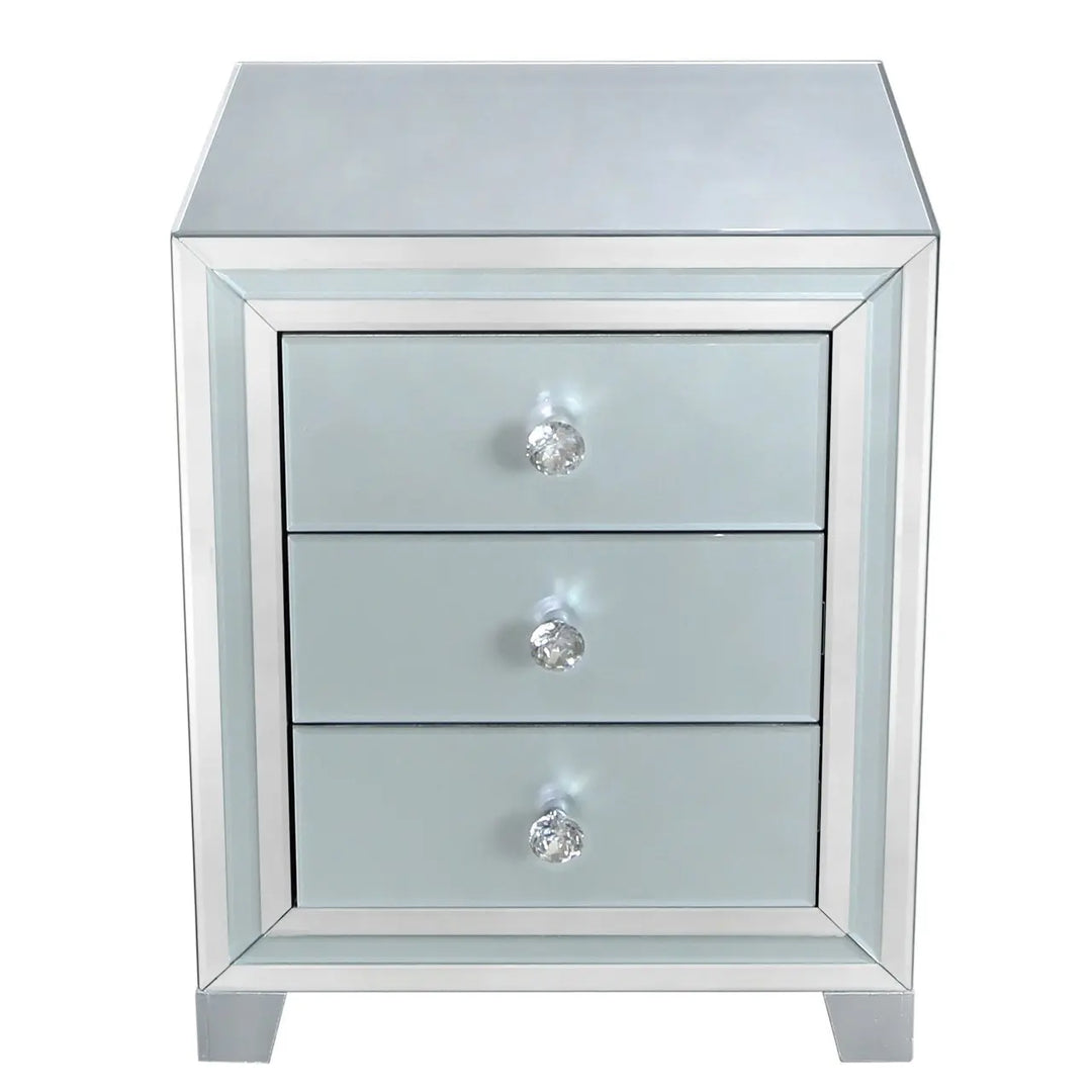 Paris 3 Drawer Mirrored Bedside Table - Soft Grey - LUX-HOM