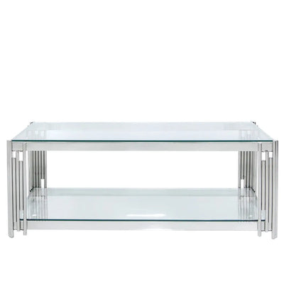 Rohen Glass and Metal Coffee Table Chrome - LUX-HOM