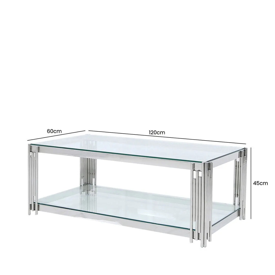 Rohen Glass and Metal Coffee Table Chrome - LUX-HOM