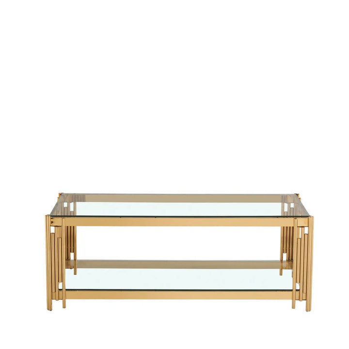 Rohen Glass and Metal Coffee Table Gold - LUX-HOM