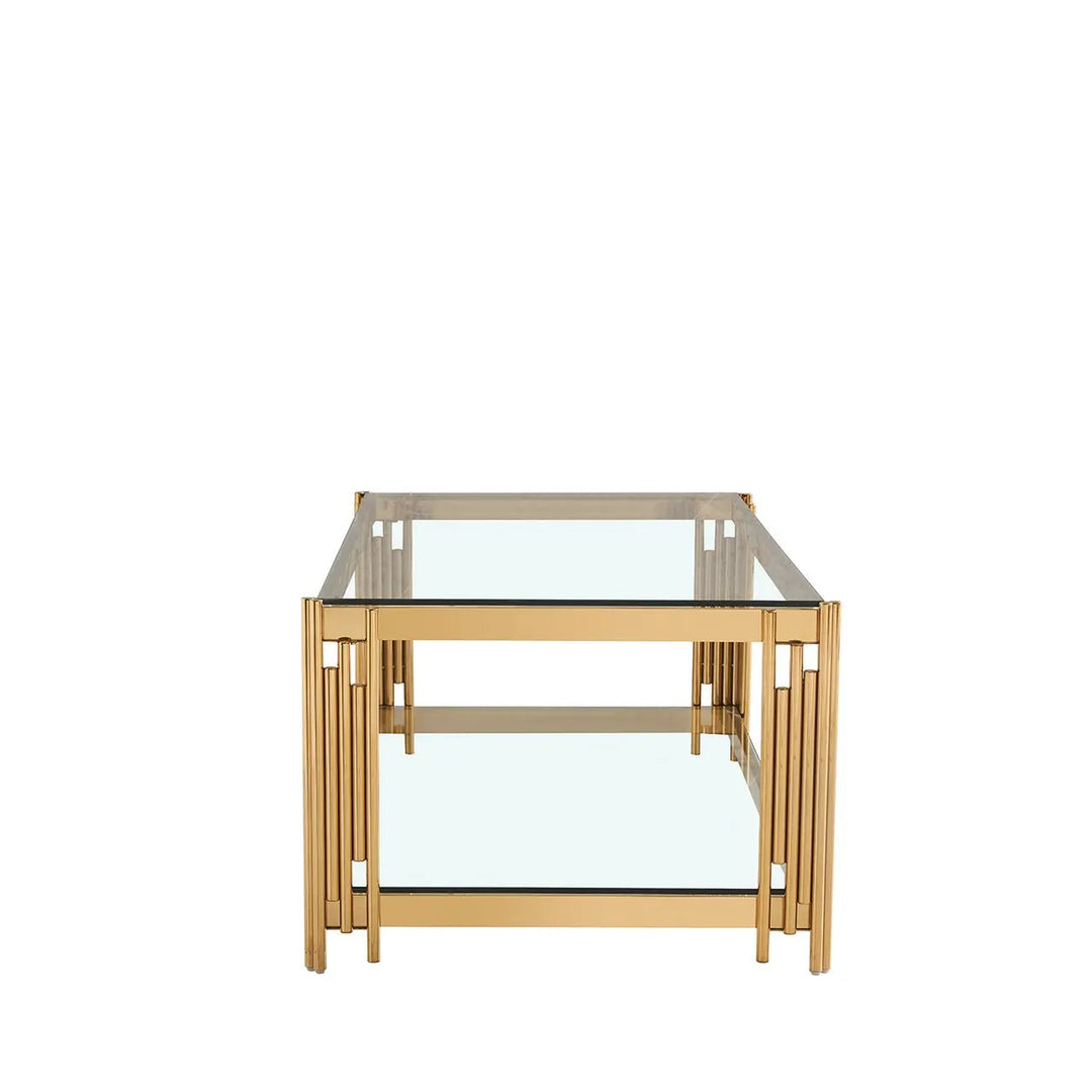 Rohen Glass and Metal Coffee Table Gold - LUX-HOM