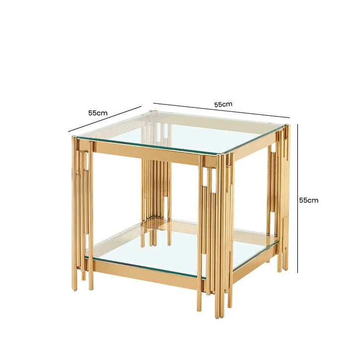 Rohen Metal and Glass End Table Gold - LUX-HOM