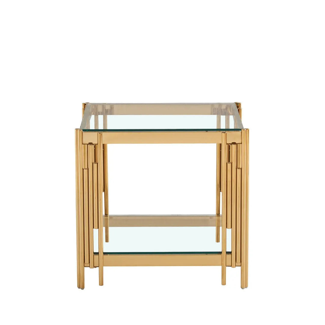 Rohen Metal and Glass End Table Gold - LUX-HOM