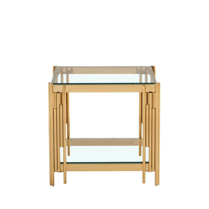 Rohen Metal and Glass End Table Gold - LUX-HOM
