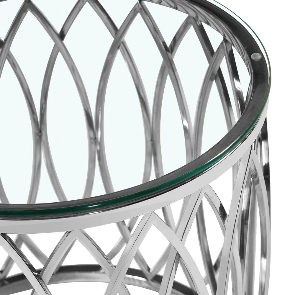 Willow Chrome Metal and Glass End Table - LUX-HOM