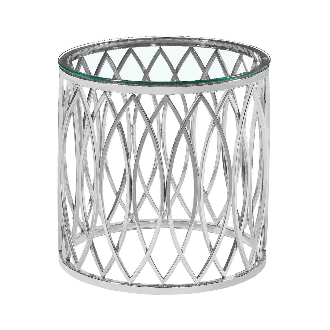 Willow Chrome Metal and Glass End Table - LUX-HOM