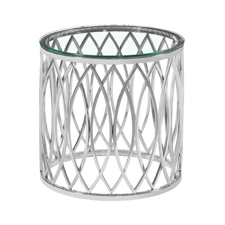 Willow Chrome Metal and Glass End Table - LUX-HOM