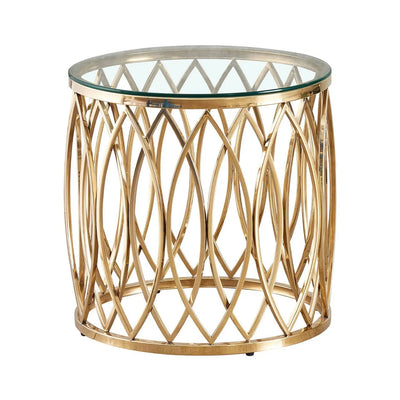 Willow Gold Metal and Glass End Table - LUX-HOM